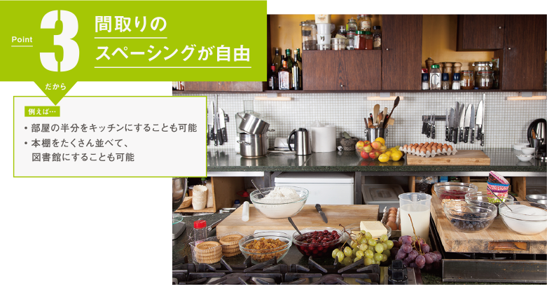 Point 3 間取りのスペーシングが自由